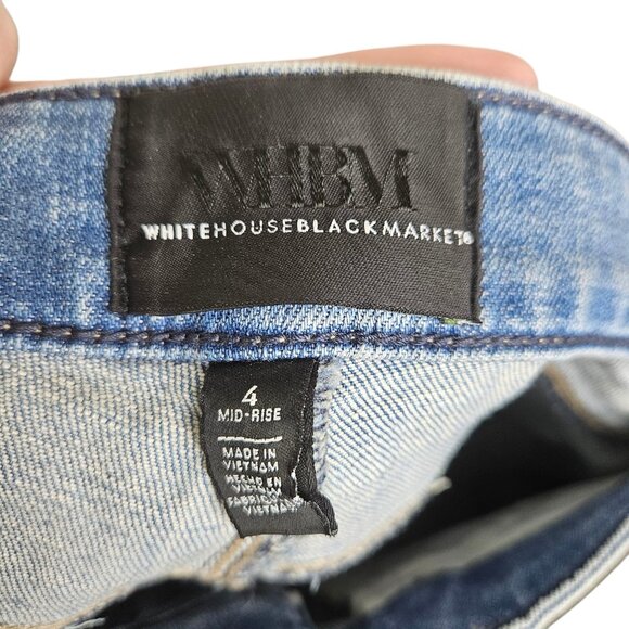 White House Black Market The Slim Ankle Mid Rise Jeans Size 4 Cuffed Chain Detai - Picture 4 of 12